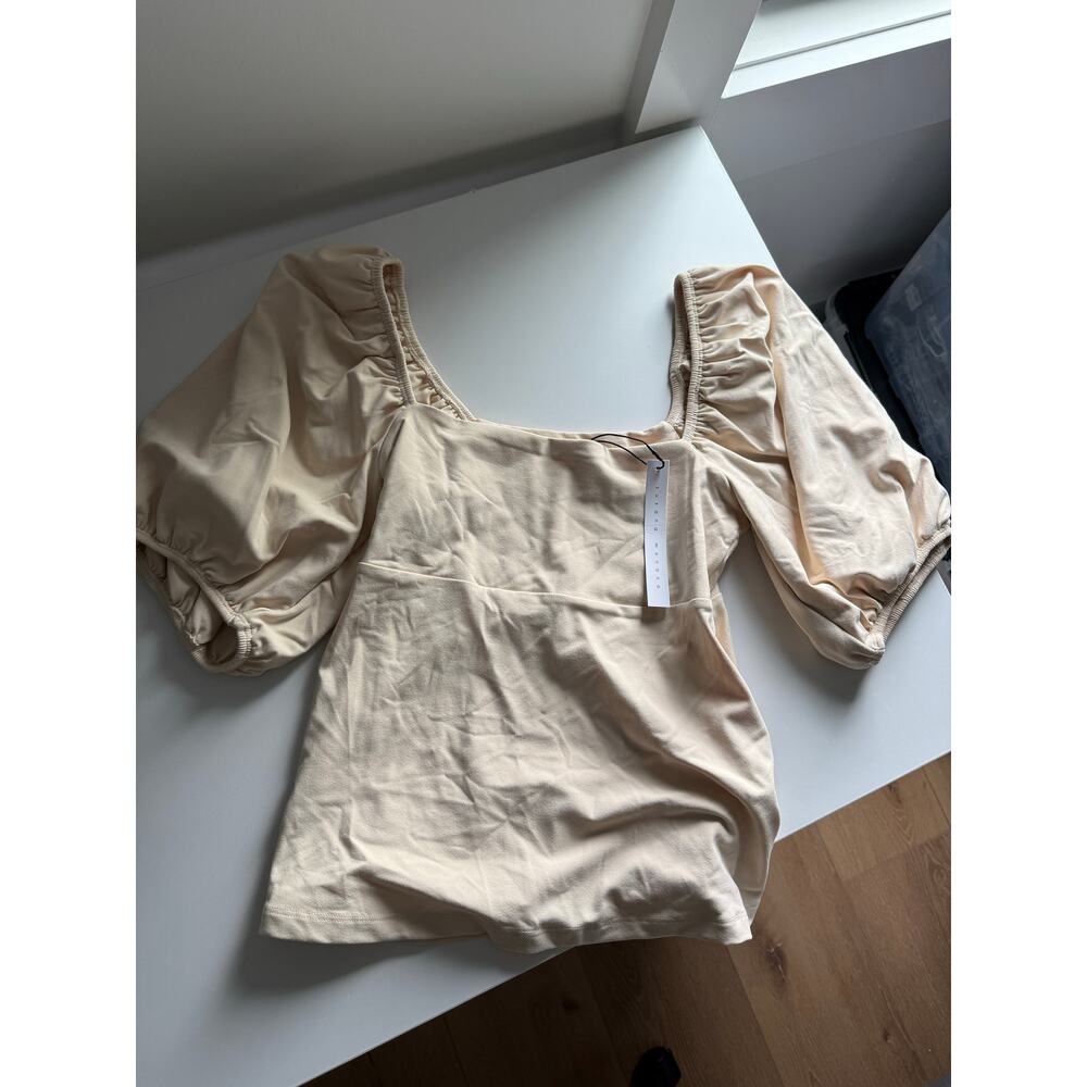 $168 New Susana Monaco Revolve Puff Sleeve Top - crème - Small - Picture 7 of 9